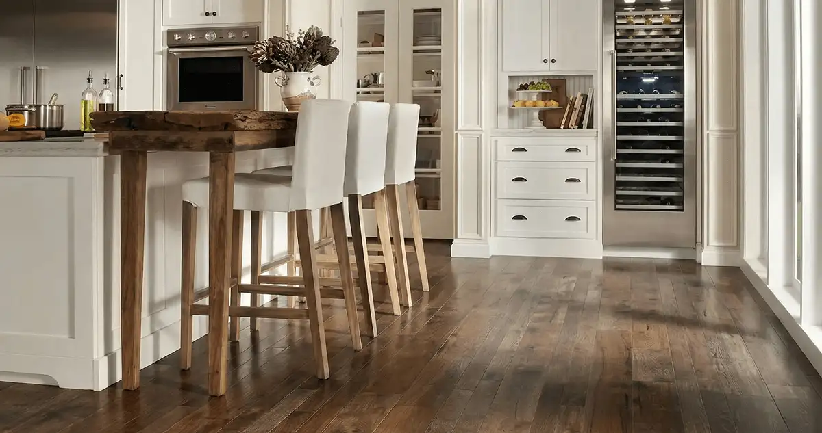 Professionally installed and refinished hardwood flooring in a residential home, showcasing smooth finish and natural wood tones in Fort Wayne, IN
