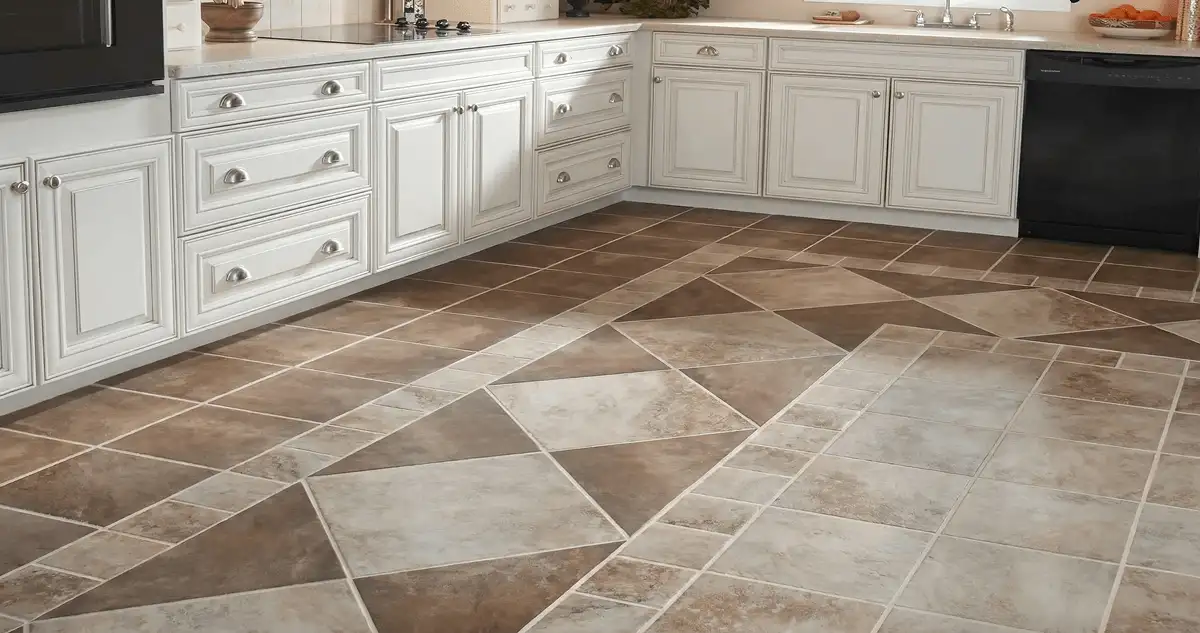 Kitchen with white cabinets and a professionally installed tile floor in Fort Wayne, IN